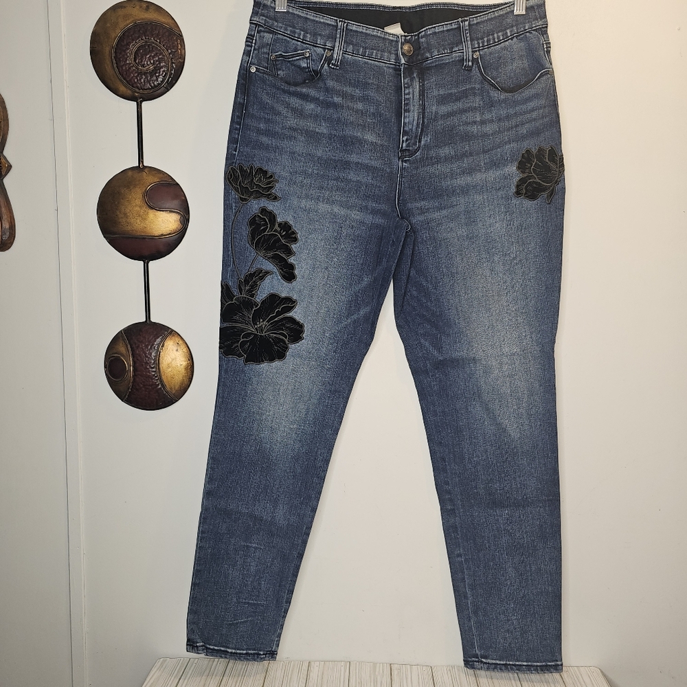 Chico's Floral Fashion Jeans Size 2R (12R)